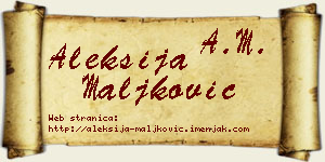 Aleksija Maljković vizit kartica